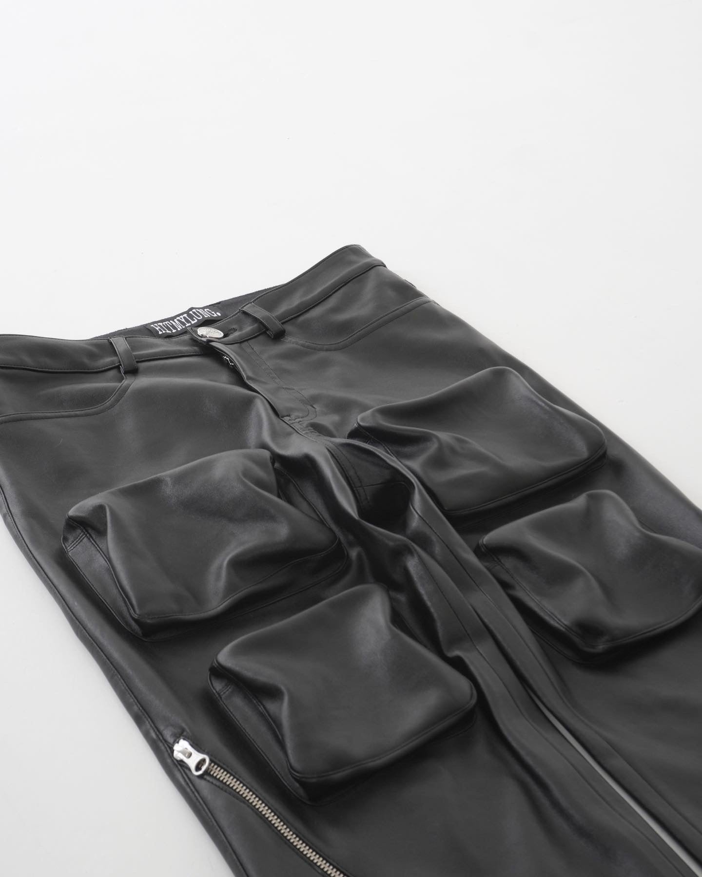 Multi Pocket Zip Leather Pants
